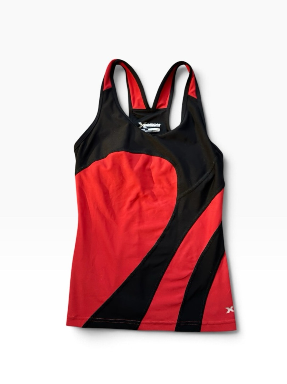 Xersion Red and Black Colorblock Racerback Tank